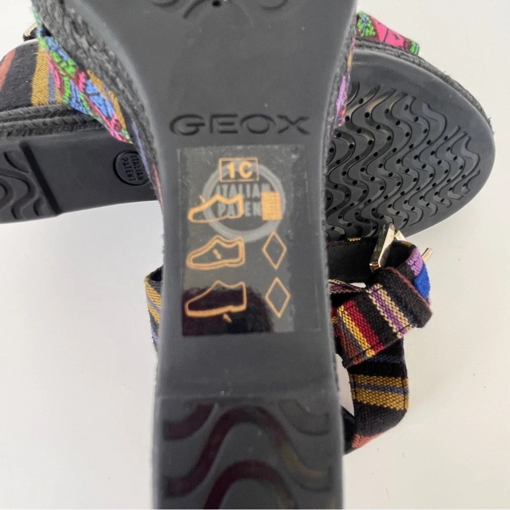Geox Black and Pink Wedge Sandals with Artistic Design